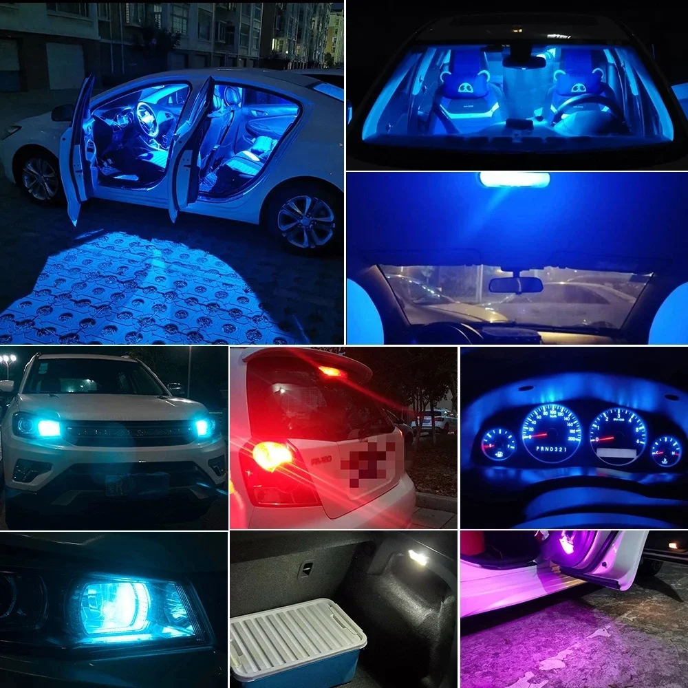 10pcs 자동차 LED T10 W5W Canbus COB 6000k 독서 돔 램프 마커 웨지 번호판 전구 168 194 192 DC 12V 흰색 파란색 빨간색