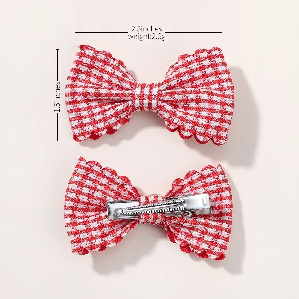 2 개/대 솔리드 컬러 키즈 활 아기 소녀를위한 헤어 클립 수제 격자 무늬 Bowknot 머리핀 바레트 사진 헤어 액세서리