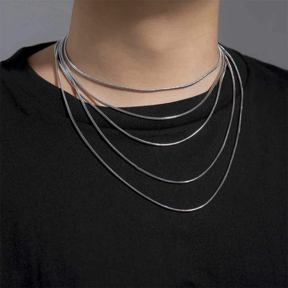 My Shape 여성용 라운드 스네이크 체인 목걸이, 스테인레스 스틸 링크 체인, 0.9mm, 1.2mm, 2mm 체인 초커, 패션 주얼리 선물