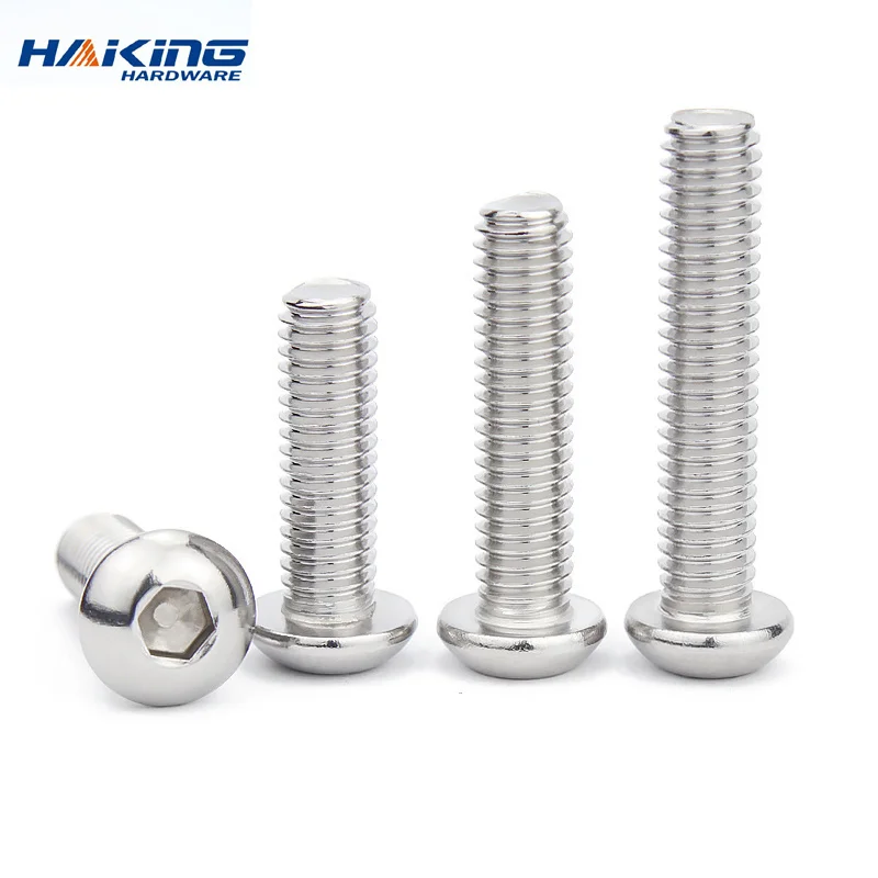 5-50 개 ISO7380 M2 M2.5 M3 M4 M5 M6 M8 304 A2 원형 스테인리스 스틸 또는 검정색 10.9 등급 육각 소켓 버튼 헤드 알렌 볼트 나사