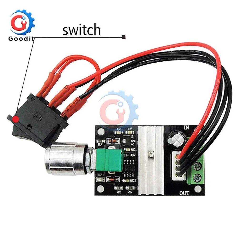 6V 12V 24V 28V 3A 80W DC 모터 속도 컨트롤러 (PWM) 속도 조절 가능 가역 제어 전위차계 스위치