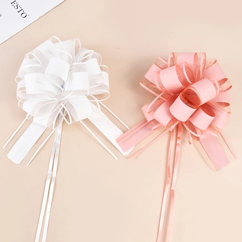 웨딩 카 활 리본, 크리스마스 선물 포장 장식, DIY 공예 꽃, 생일 파티 용품, 발렌타인, 2 개, 4 개, 10 개