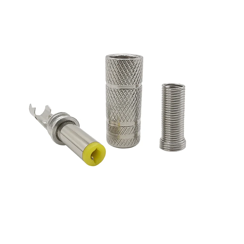 2/5/10Pcs 실버 메탈 5.5x2.1mm/5.5mm x 2.5mm DC 전원 남성 플러그 잭 커넥터 (스프링 옐로우 헤드 포함) 5.5*2.1/5.5*2.5mm DC099