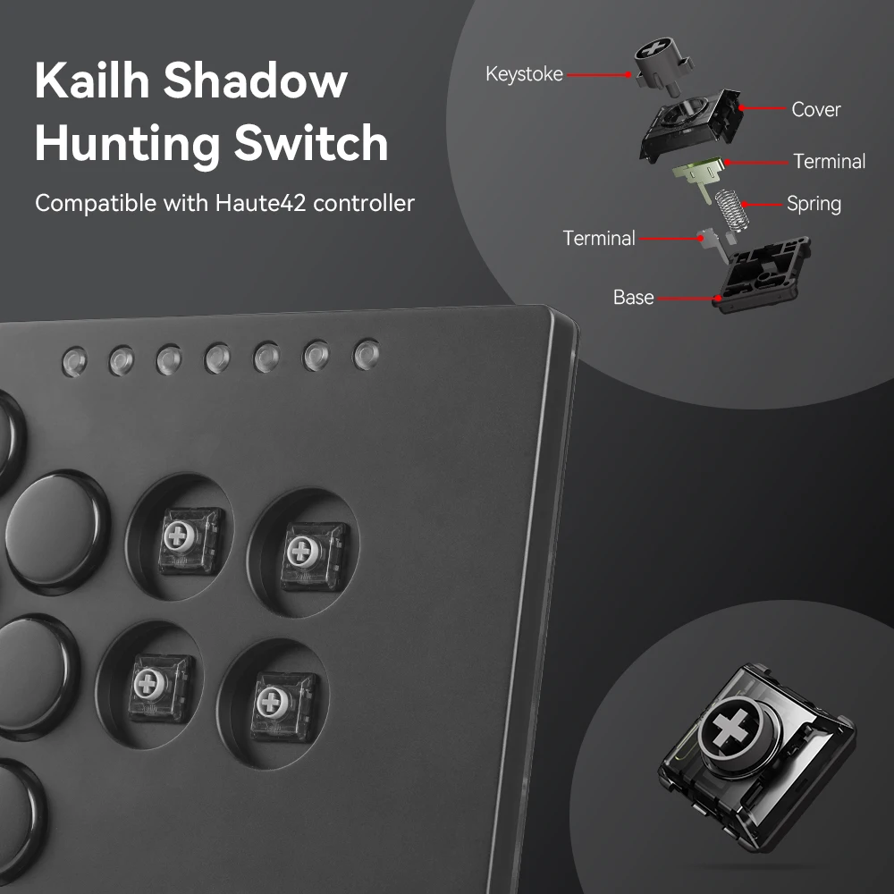 Haute42 Kailh Hitbox 컨트롤러 용 로우 프로파일 섀도우 헌팅 스위치 기계식 키보드 Hitbox 용 2.0mm 선형 무음 스위치