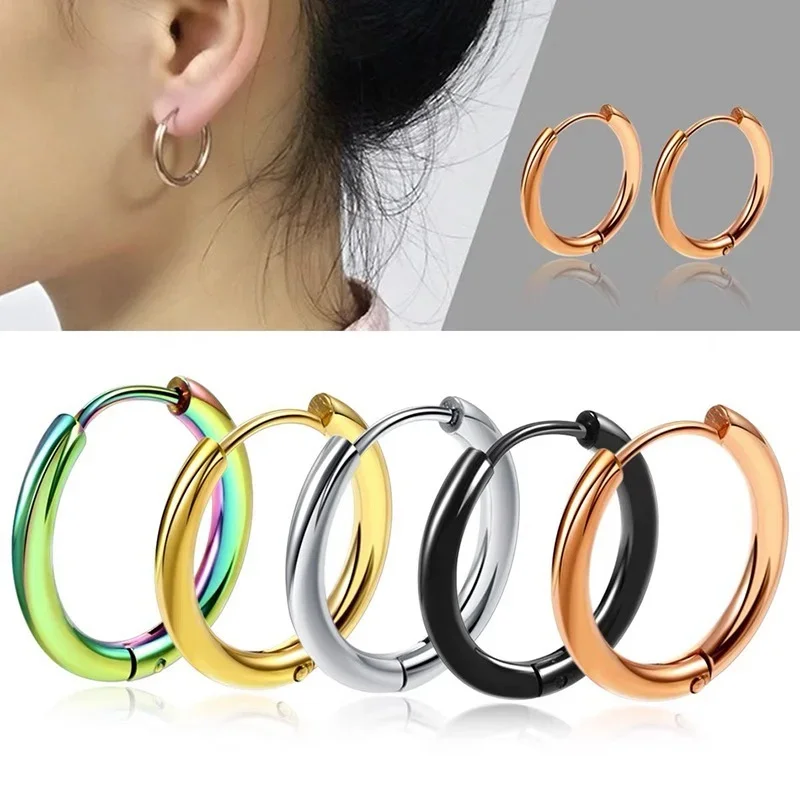 10/20Pcs 여성을위한 미니멀리스트 316L 스테인레스 스틸 작은 후프 귀걸이 남자 클래식 라운드 귀걸이 패션 귀 피어싱 쥬얼리