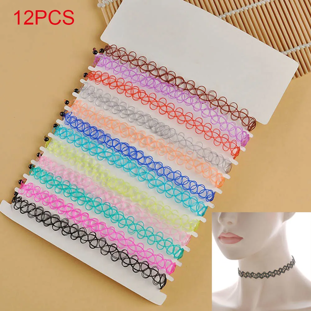 12pcs 여성을위한 뜨거운 판매 빈티지 Chokers 목걸이 스트레치 문신 목걸이 탄성 Chocker 간단한 유행 소녀 짧은 펜던트 title=12pcs 여성을위한 뜨거운 판매 빈티지 Chokers 목걸이 스트레치 문신 목걸이 탄성 Chocker 간단한 유행 소녀 짧은 펜던트 