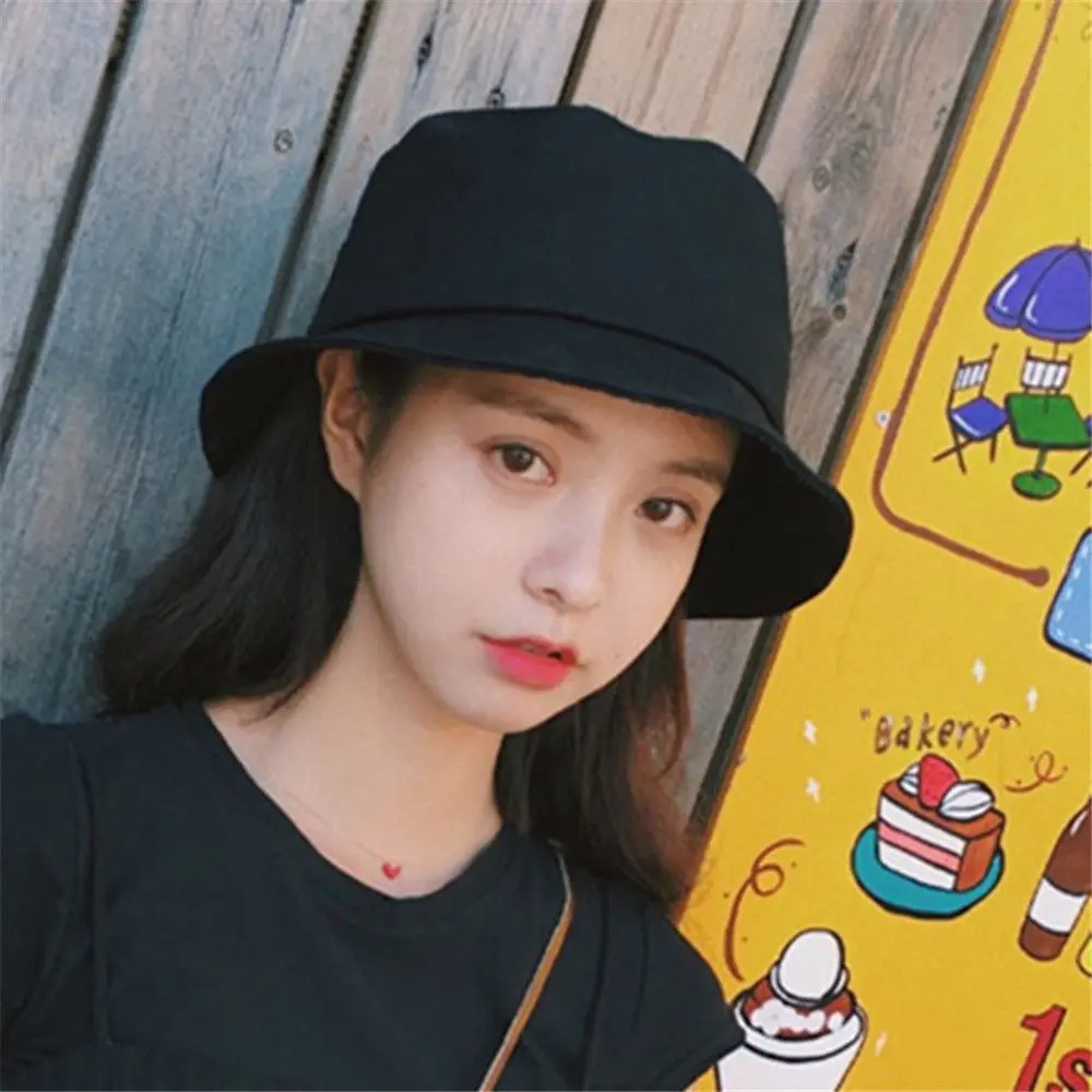 남녀공용 접이식 버킷햇, 코튼 모자, 야외 자외선 차단, 낚시 사냥 모자, 남녀공용 퓨어 컬러, 바신 차페 비치 캡, 여름