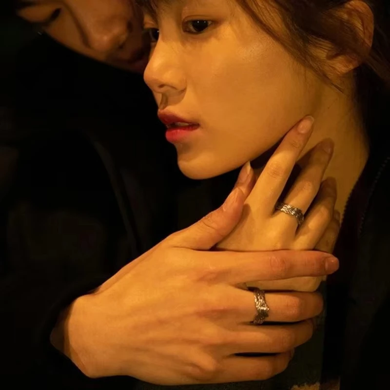 FTCY 2 Pcs 빈티지 천사 악마 날개 조정 가능한 반지 남성 여성 힙합 레트로 실버 컬러 커플 반지 파티 선물 쥬얼리