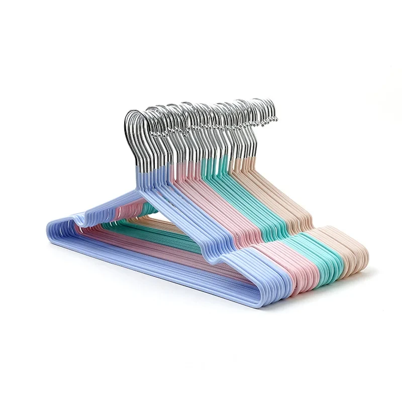 10pcs 미끄럼 방지 코팅 금속 양복 코트 옷걸이 헤비 듀티 옷 걸이 드레스에 대 한 라운드 노치와 금속 셔츠 자 켓 옷걸이