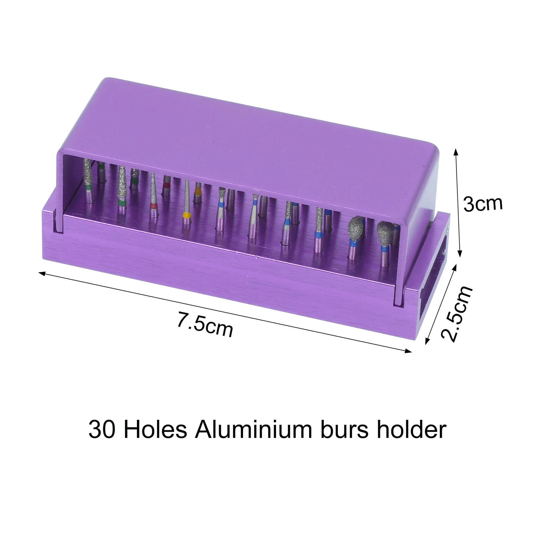 30 개/대 치과 다이아몬드 Burs 드릴 소독 블록 고속 핸드 피스 Burs 홀더 알루미늄 악기 치과 도구