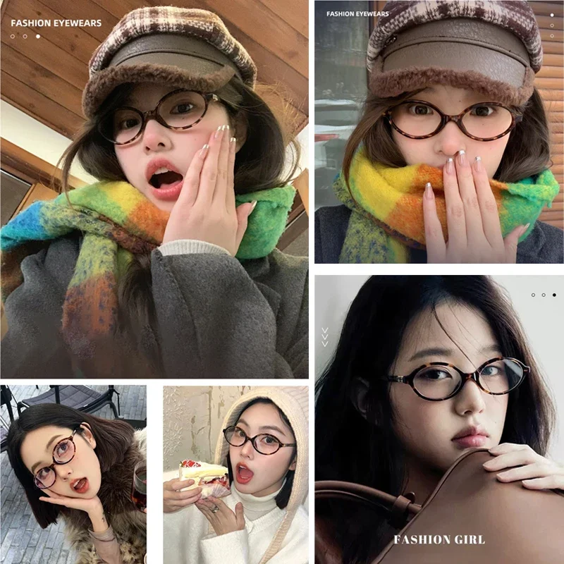 CLLOIO 레트로 포토 크로 믹 근시 안경 여성 타원형 작은 프레임 사용자 정의 안경 가을 겨울 분위기 독서 안경
