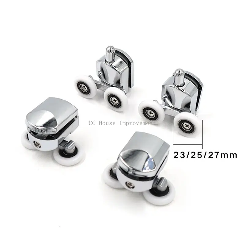 23mm/25mm/27mm 샤워 도어 롤러 아연 합금 이중 휠 슬라이딩 샤워 도어 롤러 베어링 휠 러너 교체