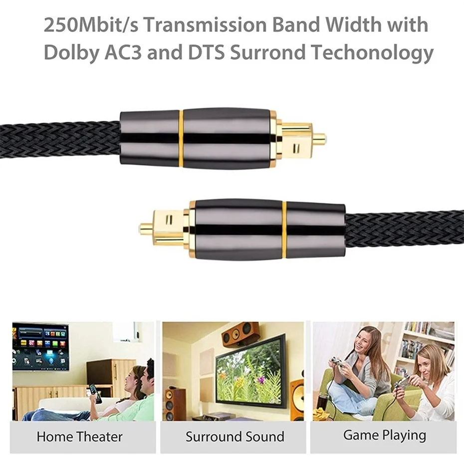CYANMI HIFI 5.1 디지털 광학 오디오 케이블, 증폭기용 Toslink SPDIF 동축 케이블, 블루레이 Xbox 360 PS4 사운드바 광섬유 케이블