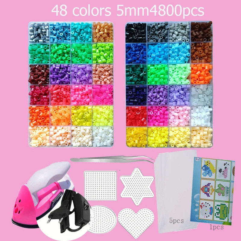 하마 비즈 상자 Embalagem 열 모자이크 Ferro Euducation 비즈, 다림질 비즈 퓨즈 비즈 Brinquedo DIY, 24 48 72 코어 2.6MM 5MM