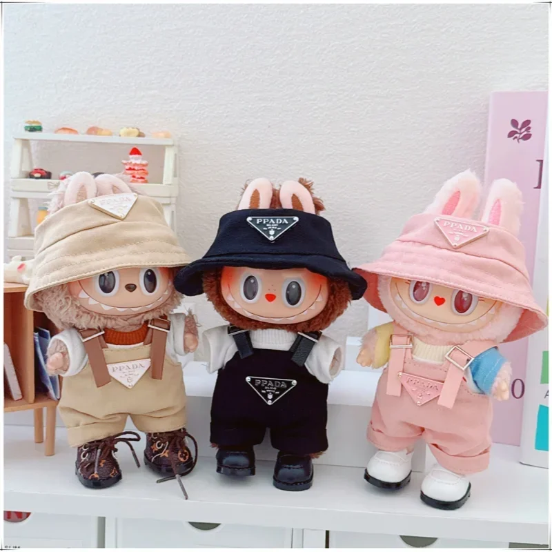 17cm Labubus 미니 인형 옷 복장 모자 옷 신발 Labubu II 인형 액세서리 앉아 파티 게임 장난감을 육성