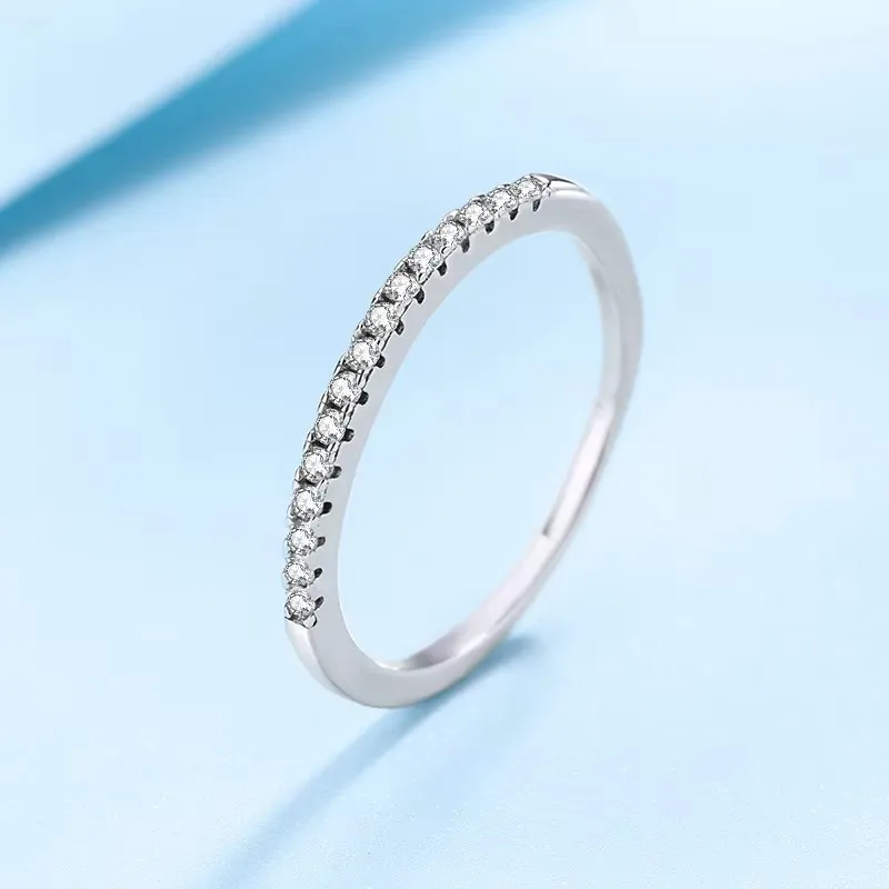 NeeTim Moissanite 반지 925 스털링 실버 화이트 골드 도금 실험실 다이아몬드 영원 밴드 약혼 결혼 반지 여성을위한
