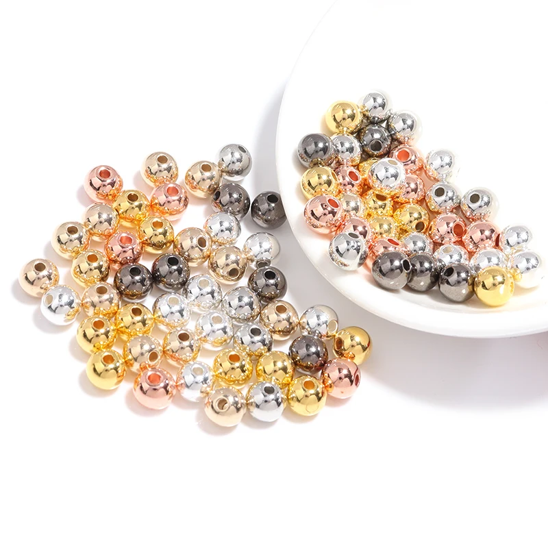 3 4 6 7 8 10 12mm 50-500pcs 골드 컬러 CCB 볼 비즈 DIY 팔찌 목걸이 웨딩 쥬얼리 만들기위한 라운드 루즈 비드