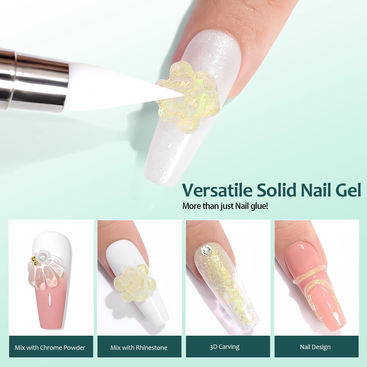 Nailpop 솔리드 네일 젤 접착제 손톱에 누르기 강력한 접착제 투명 젤 팁 접착제 UV 젤 오래 지속되는 손상 없음 20g (1/3pcs)