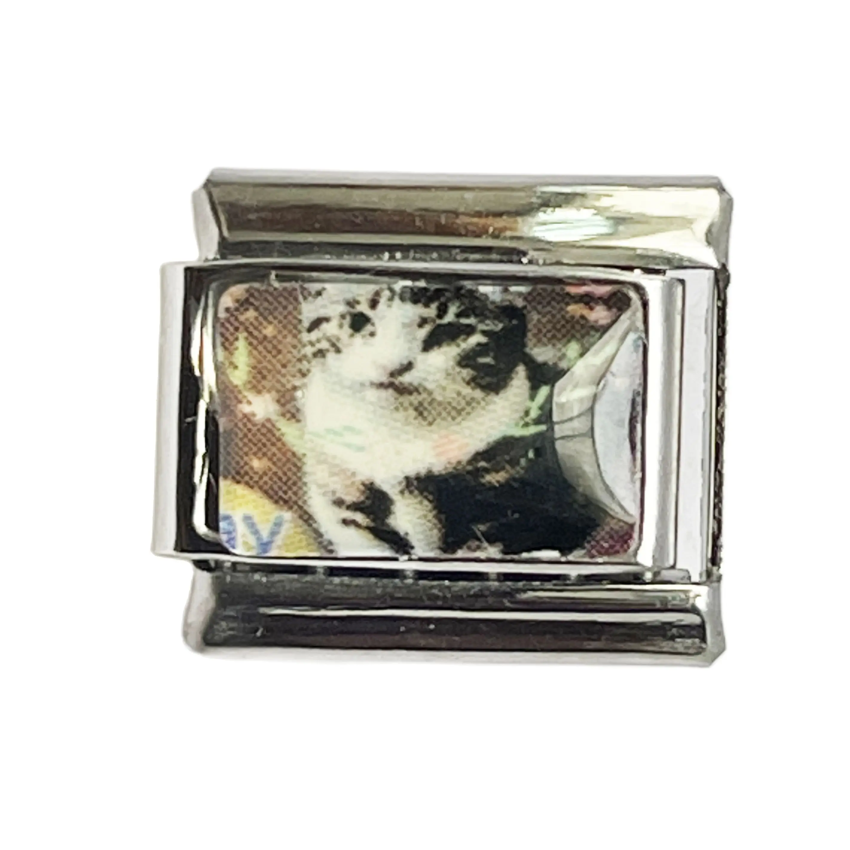 2024 새로운 귀여운 만화 고양이 이탈리아어 매력 링크 맞는 9mm 스테인레스 스틸 팔찌 DIY 쥬얼리 만들기 도매