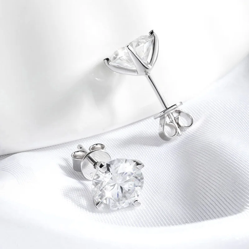 Smyoue 여성용 각 0.2-2CT GRA 인증 Moissanite 스터드 귀걸이 4 클로 스파클링 웨딩 파티 쥬얼리 스털링 실버 S925