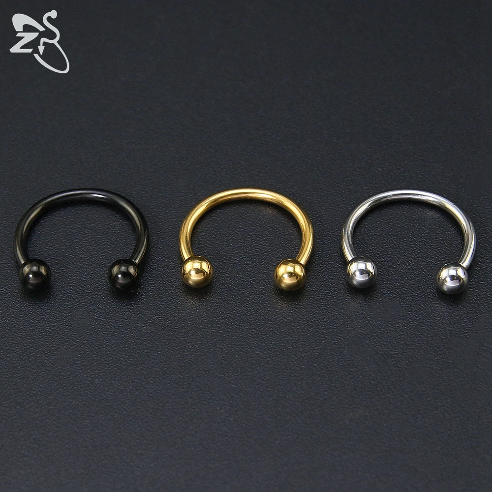 ZS 1 PC 316L 스테인레스 스틸 코 링 14G 16G 코 피어싱 헬릭스 귀 피어싱 여성 남성 Septum 링 바디 피어 싱 쥬얼리