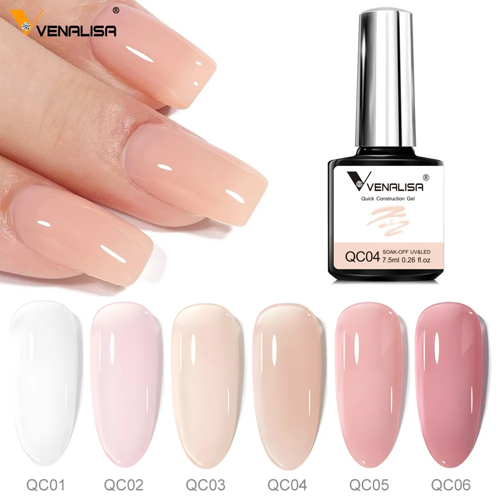 VENALISA 빠른 건설 젤 빠른 건물 네일 젤 젤리 반투명 프렌치 네일 위장 UV LED 네일 젤을 담그십시오