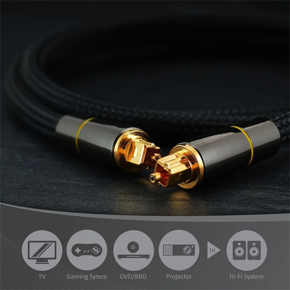 CYANMI HIFI 5.1 디지털 광학 오디오 케이블, 증폭기용 Toslink SPDIF 동축 케이블, 블루레이 Xbox 360 PS4 사운드바 광섬유 케이블