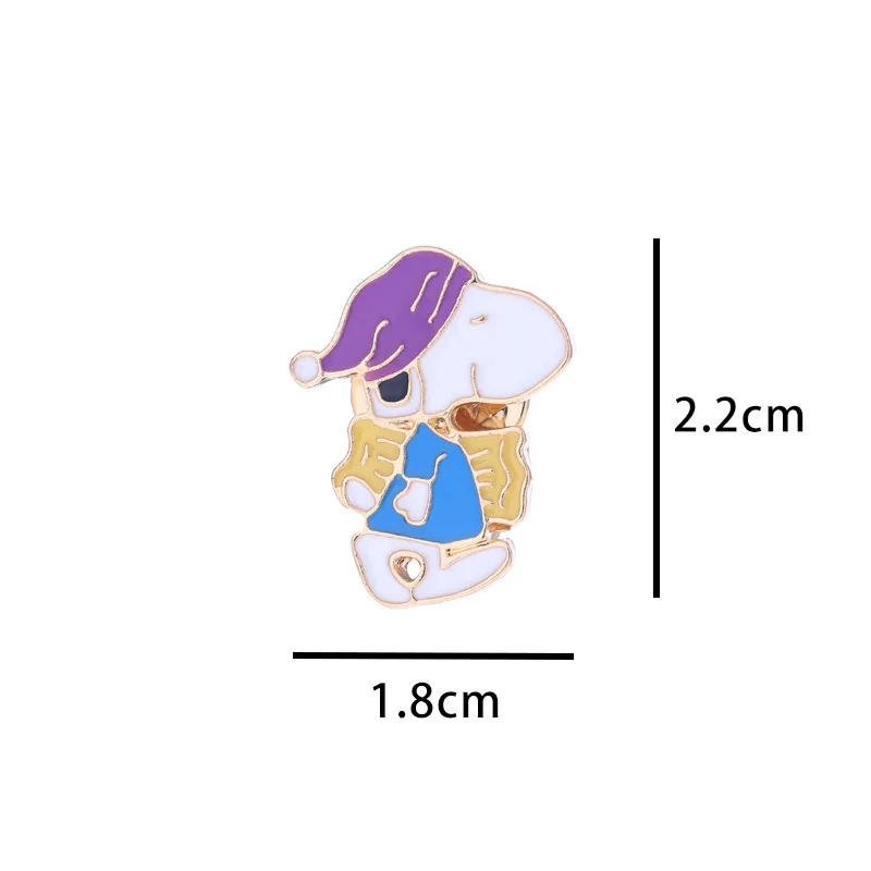 7 개/대 Kawaii 스누피 브로치 만화 애니메이션 합금 브로치 배지 학생 의류 가방 장식 성격 남성 여성 핀 Neckpin