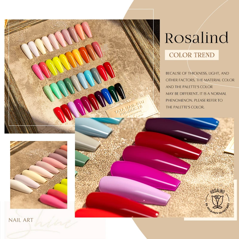 Rosalind 미니 젤 네일 광택제 컬러 접착제 프라이머 네일 접착제, 반영구 네일 UV 건조, LED 네일 램프, 네일 용품, 7ML