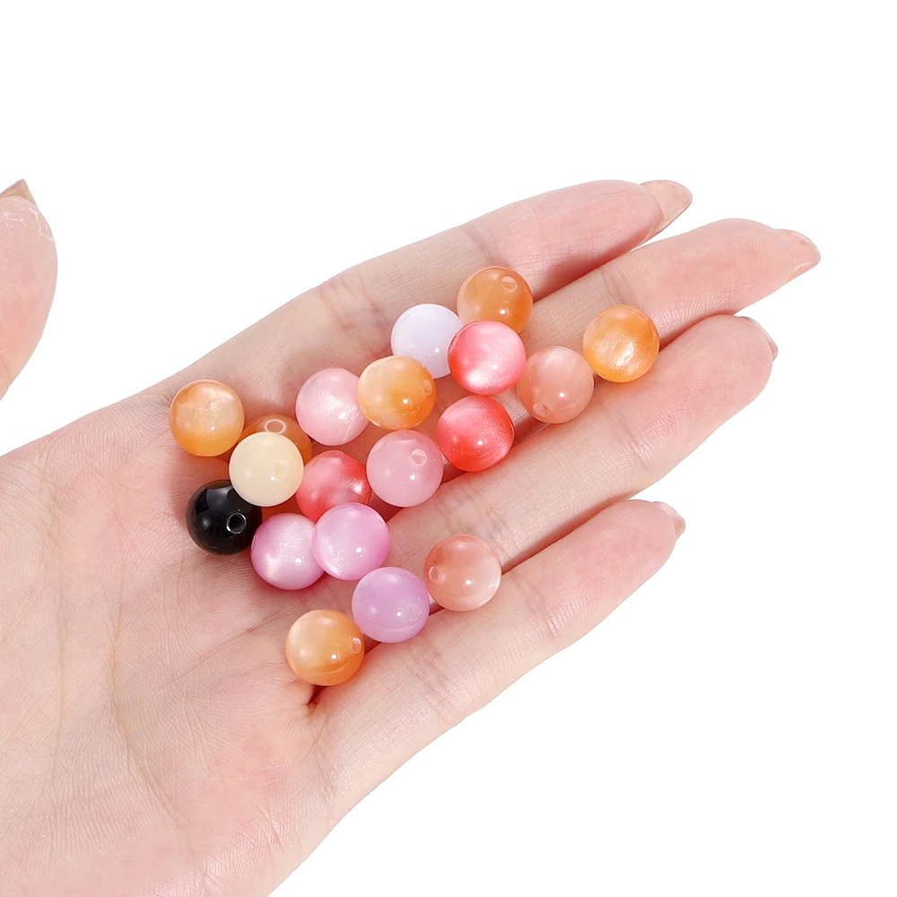 10/20Pcs 8/10/12mm 다채로운 라운드 수지 구슬 보석에 대 한 느슨한 스페이서 비즈 DIY 수제 팔찌 목걸이 액세서리 만들기