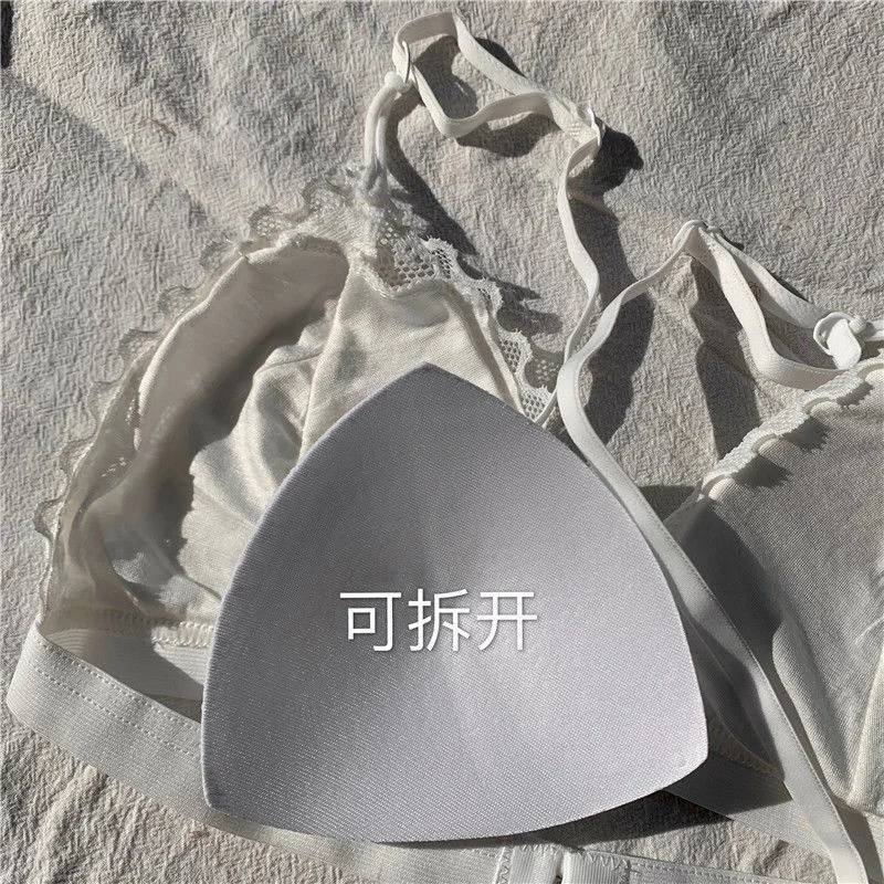 프랑스어 레이스 삼각형 레이스 Bralette 강철 반지 없음 원활한 브래지어 섹시한 여성 얇은 패드 브래지어 여름 통기성 브래지어