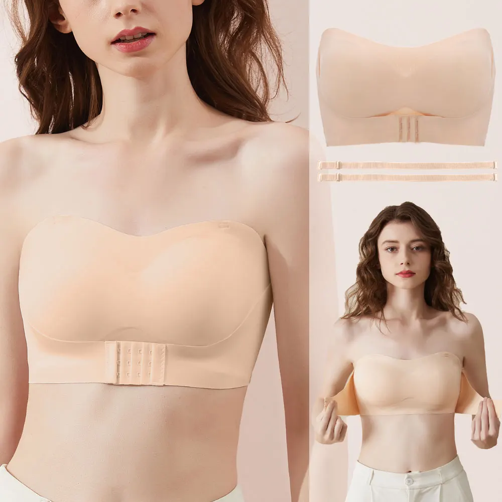 여성 Strapless 브래지어 원활한 튜브 탑 통기성 무선 웨딩 브래지어는 브래지어를 밀어 섹시한 여성 란제리 보이지 않는