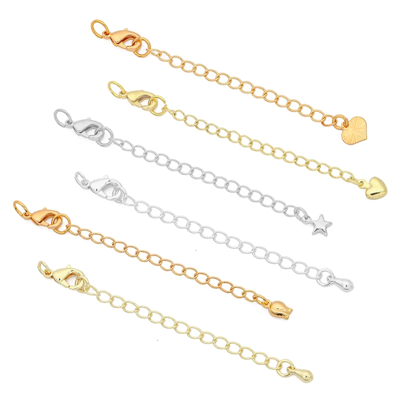 1/2/5pcs DIY 쥬얼리에 대 한 랍스터 걸쇠 커넥터와 황동 확장 확장 테일 체인 결과 팔찌 목걸이 만들기