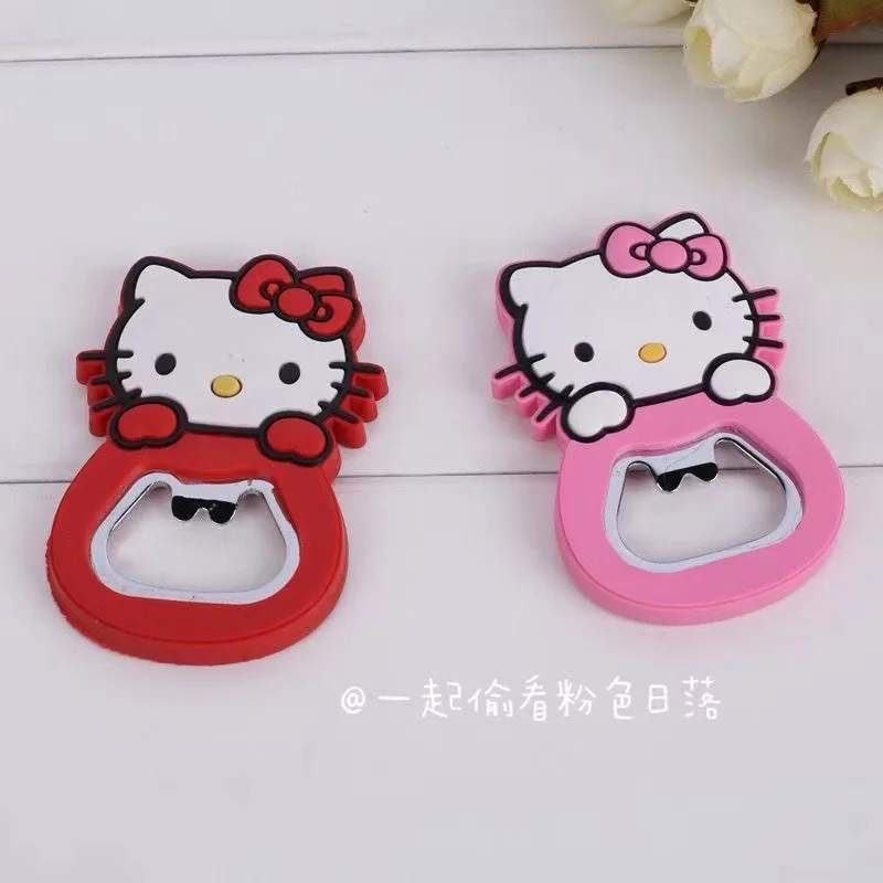 헬로 키티 귀여운 만화 실리콘 와인 오프너 핑크 걸리 하트 맥주 병따개 맞춤형 Mymelody 냉장고 자석 선물
