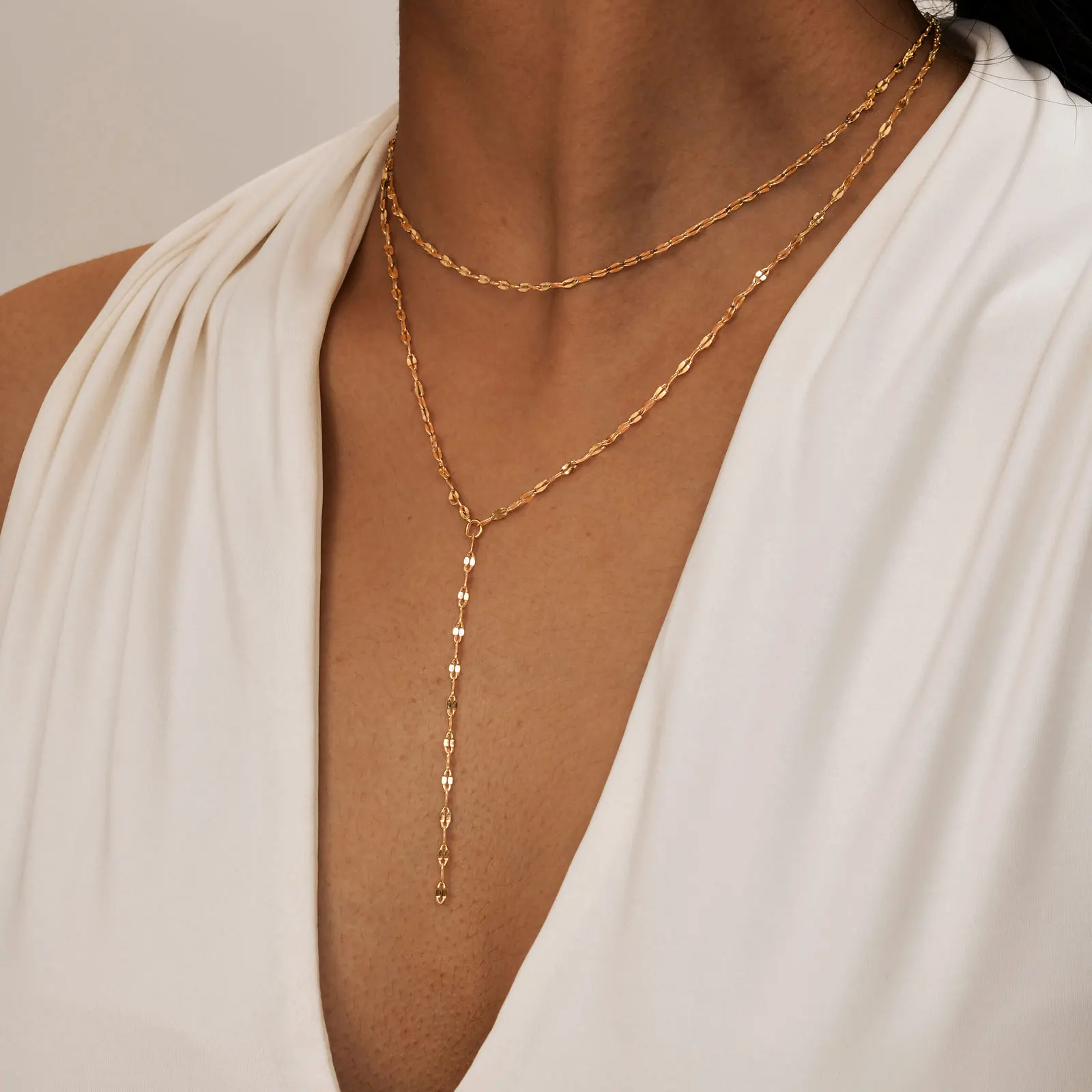 2024 스테인레스 스틸 립 체인, 더블 레이어 프린지 목걸이, 골드 컬러 Chaoker 패션 주얼리 긴 Neckalce 여성을위한 설정