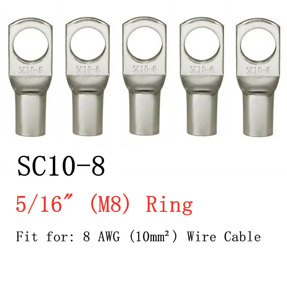 100/50/25/10PCS 4-25mm 구색 주석 도금 구리 러그 링 압착 단자 배터리 와이어 용접 케이블 커넥터 키트