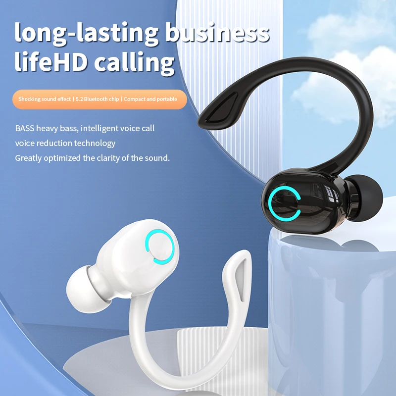 TWS 무선 이어폰 스포츠 헤드폰 Bluetooth 5.2 이어 버드 iPhone 용 마이크가있는 핸즈프리 헤드셋 Samsung Xiaomi 스마트 폰