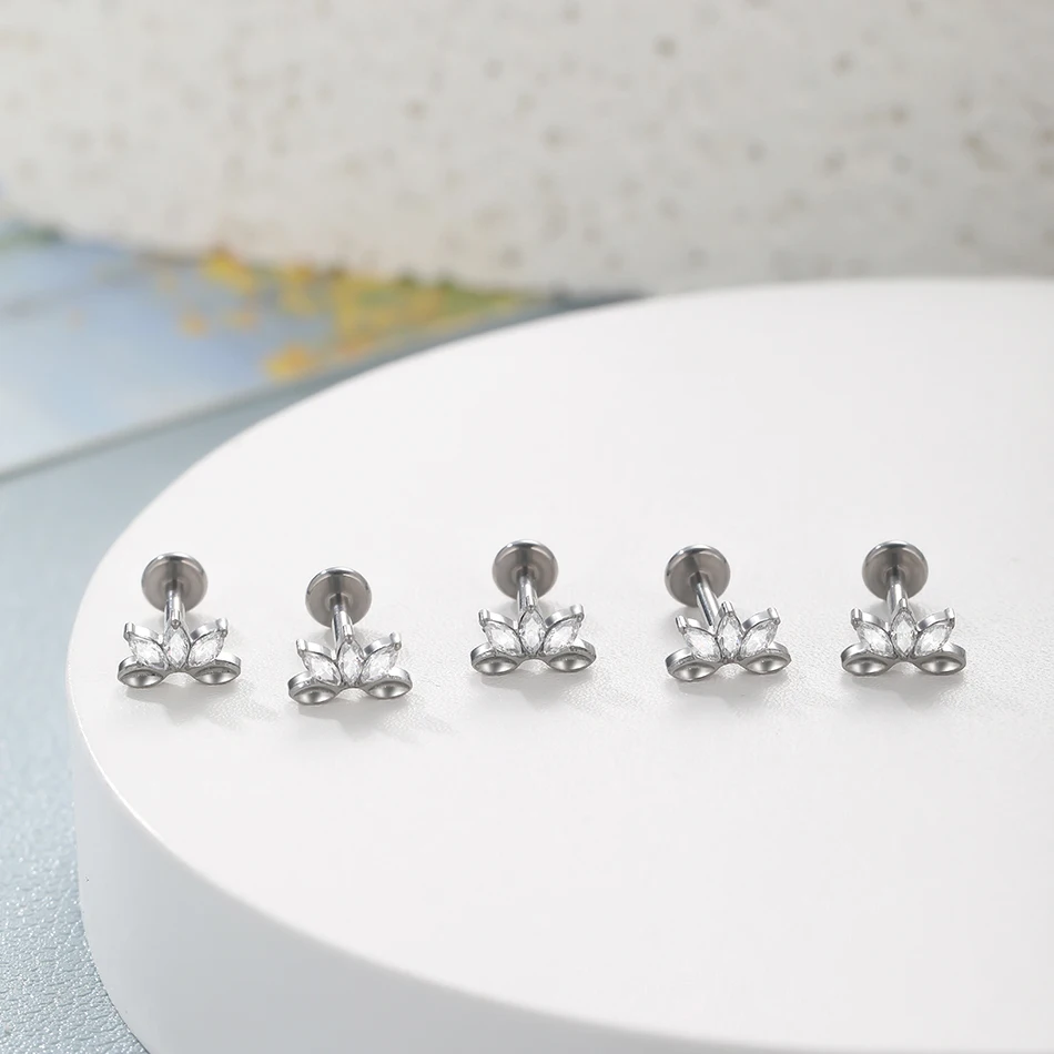 1Pc G23 티타늄 Labret 귀 Tragus 귀걸이 스터드 내부 스레드 지르콘 립 링 연골 헬릭스 피어싱 바디 쥬얼리 16G