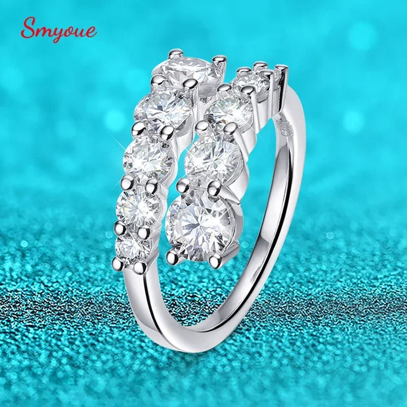 Smyoue 10 보석 여성을위한 전체 Moissanite 반지 스파클링 완벽한 실험실 만든 다이아몬드 웨딩 밴드 S925 스털링 실버 주얼리 title=Smyoue 10 보석 여성을위한 전체 Moissanite 반지 스파클링 완벽한 실험실 만든 다이아몬드 웨딩 밴드 S925 스털링 실버 주얼리 