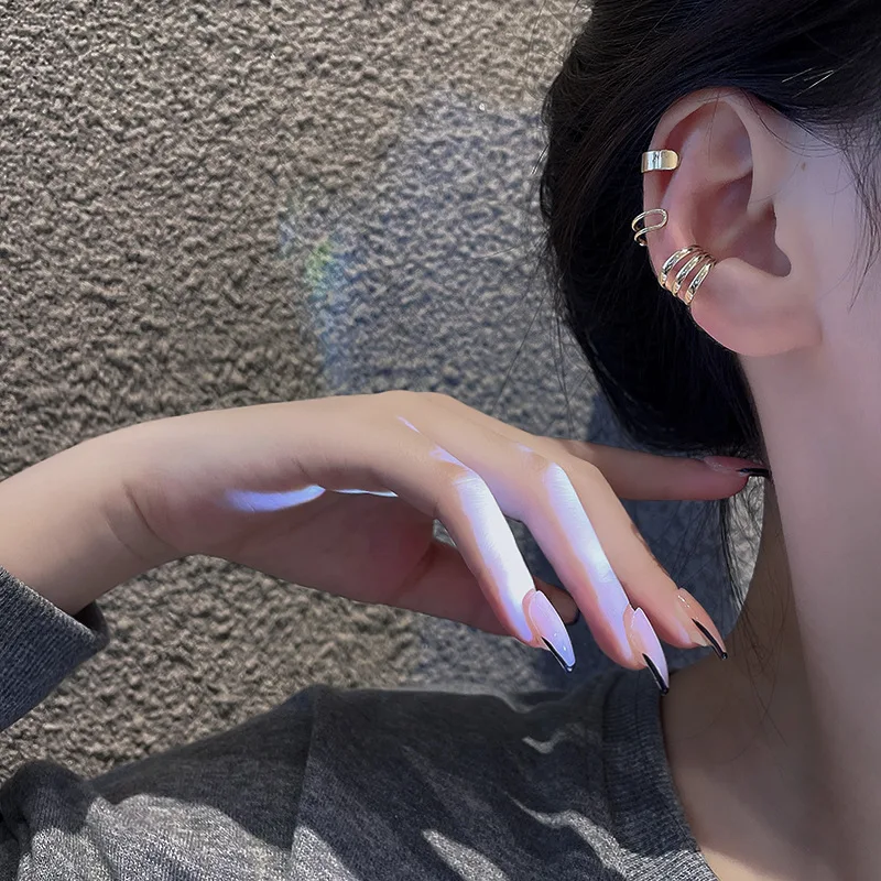 실버 컬러 여성을위한 클립 귀걸이 남자 크리 에이 티브 간단한 C 귀에 커프 비 피어싱 귀 귀 클립 세트 트렌드 쥬얼리 선물