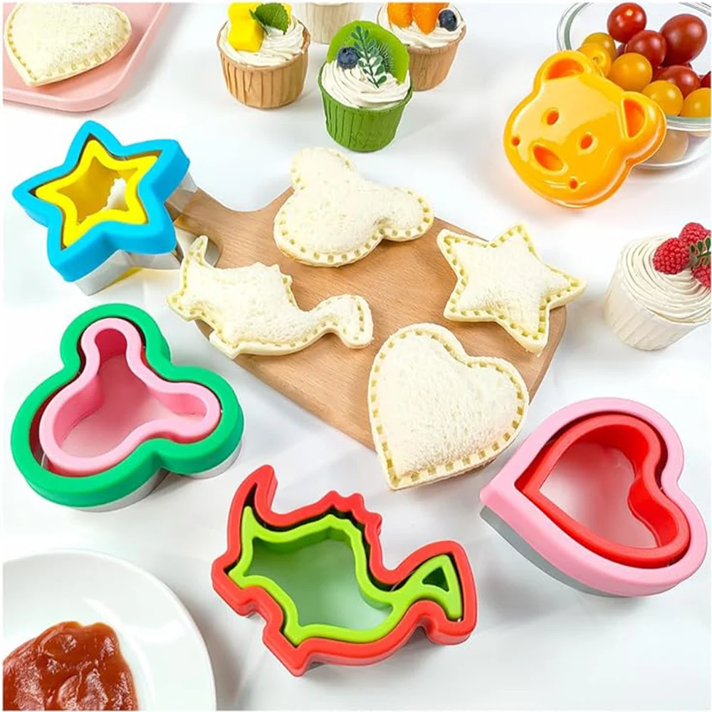 30/48PCS 어린이를위한 샌드위치 커터 세트 음식 쿠키 빵 금형 제조 업체 과일 야채 모양 절단 금형 어린이 베이킹 도구