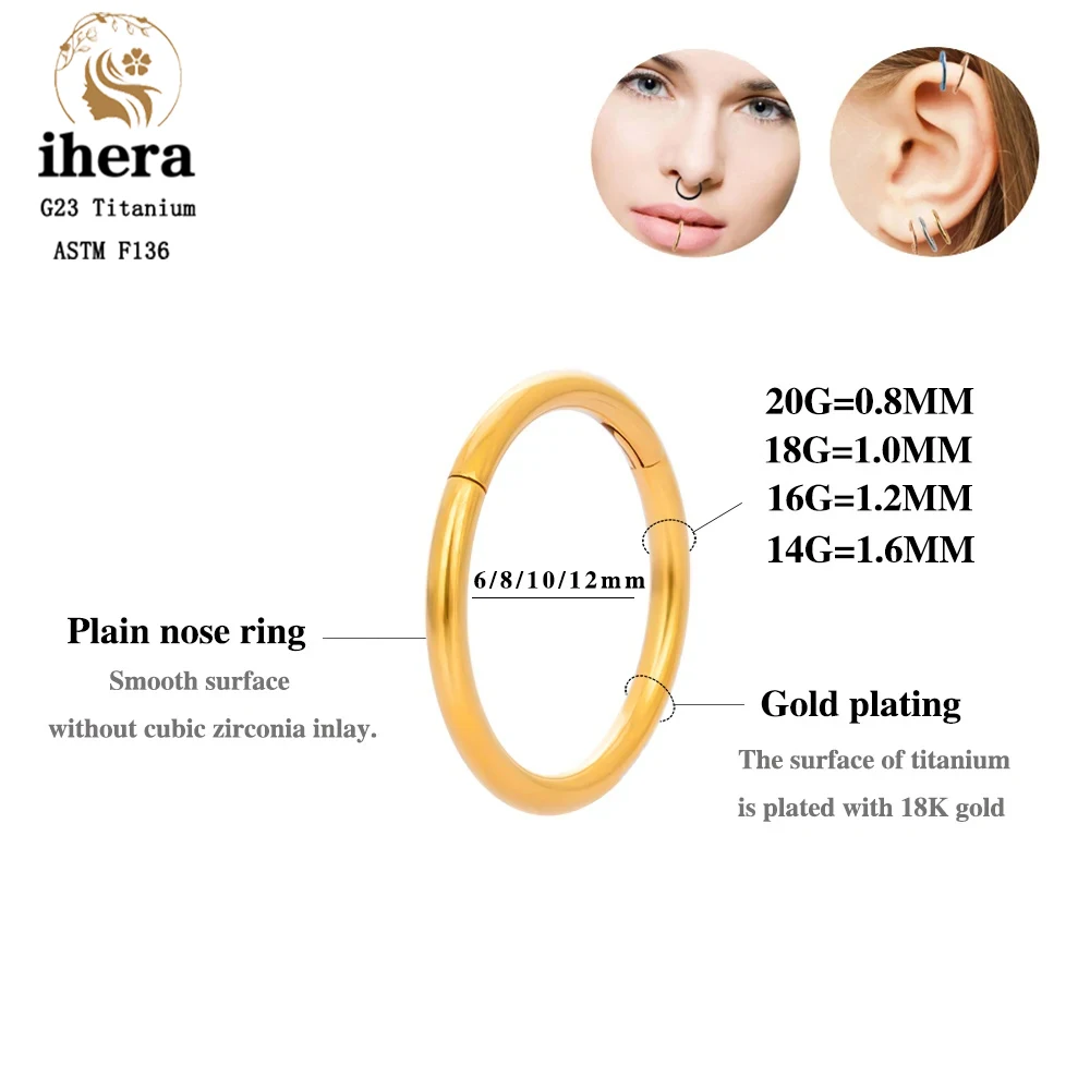 10/50PCS 여성을위한 G23 티타늄 코 링 피어싱 쥬얼리 라운드 귀걸이 후프 16/18/20G 귀 Tragus 연골 헬릭스 바디 쥬얼리