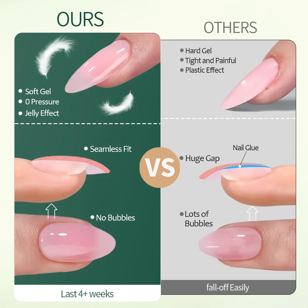 Nailpop 3-IN-1 누드 내추럴 소프트 네일 팁 세트 140PCS 스킨 톤 프레스 온 네일 울트라 핏 젤 네일 익스텐션 간편한 매니큐어 DIY