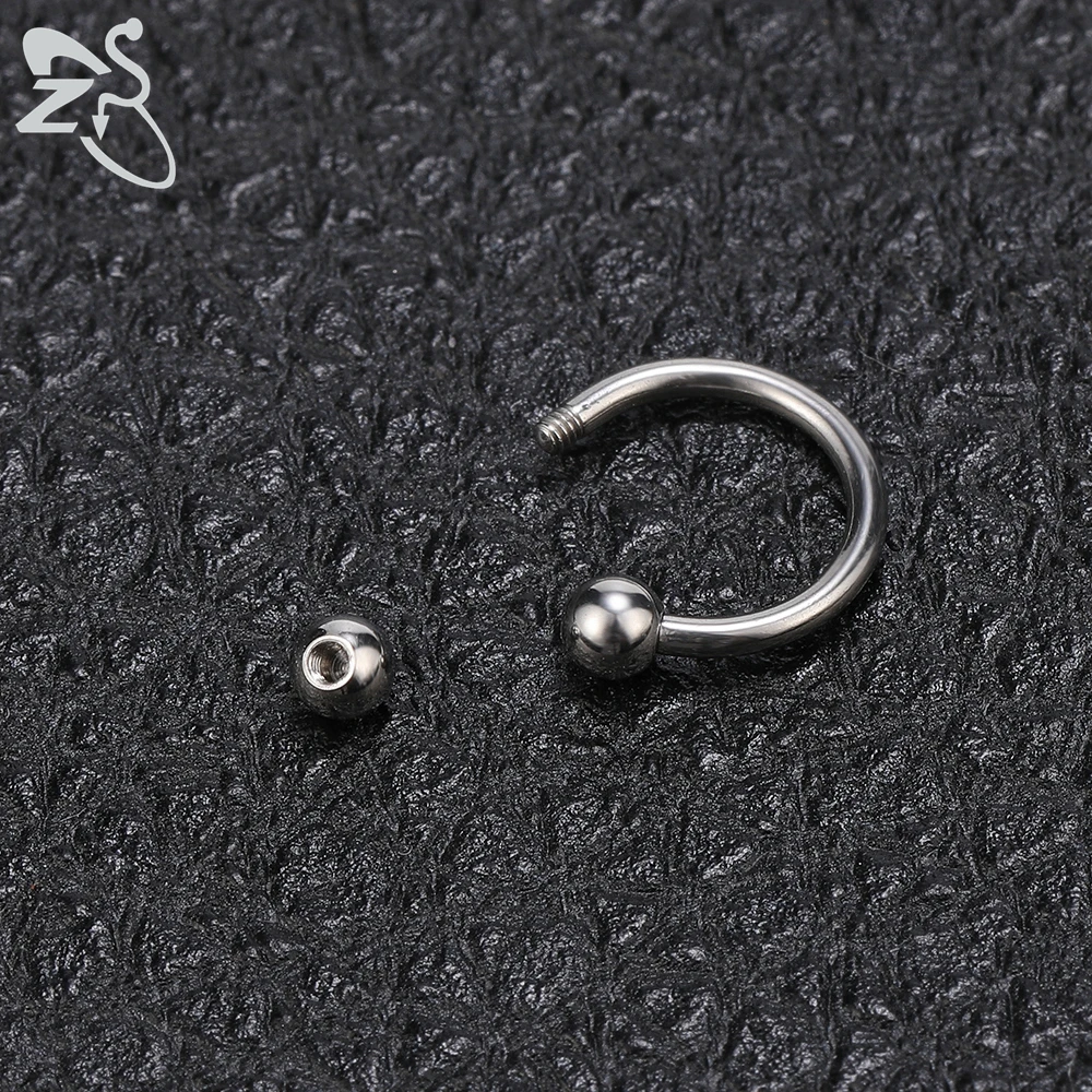 ZS 1 PC 316L 스테인레스 스틸 코 링 14G 16G 코 피어싱 헬릭스 귀 피어싱 여성 남성 Septum 링 바디 피어 싱 쥬얼리