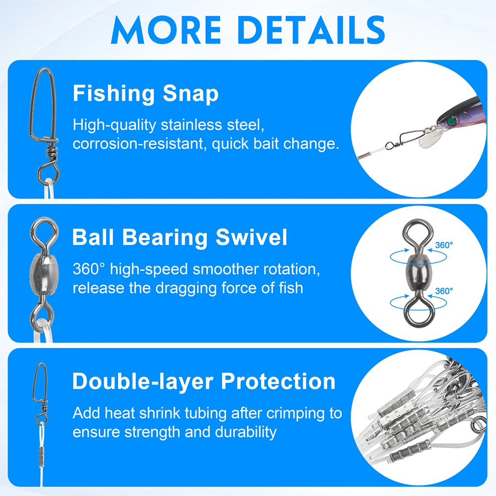 10Pcs Fluorocaron 낚시 리더 20LB-50LB 회전 및 스냅이있는 Fluorocarbon 와이어 리더 라인 태클 미끼 장비 또는 후크 연결