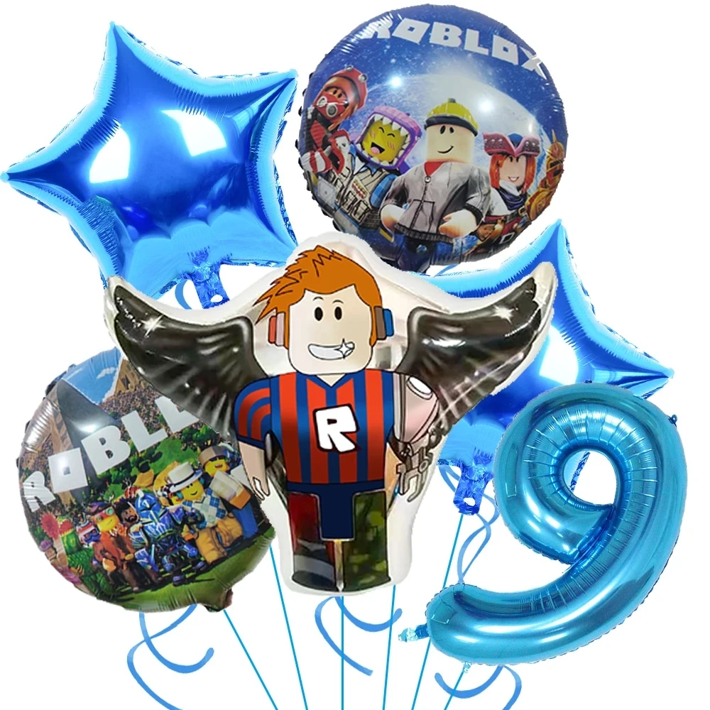 ROBLOX 생일 호일 풍선 세트 만화 파티 장식 용품 베이비 샤워 호의 게임 선물 번호 풍선 소년 장난감 diy