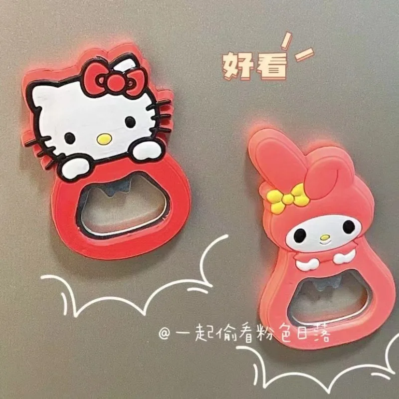 헬로 키티 귀여운 만화 실리콘 와인 오프너 핑크 걸리 하트 맥주 병따개 맞춤형 Mymelody 냉장고 자석 선물