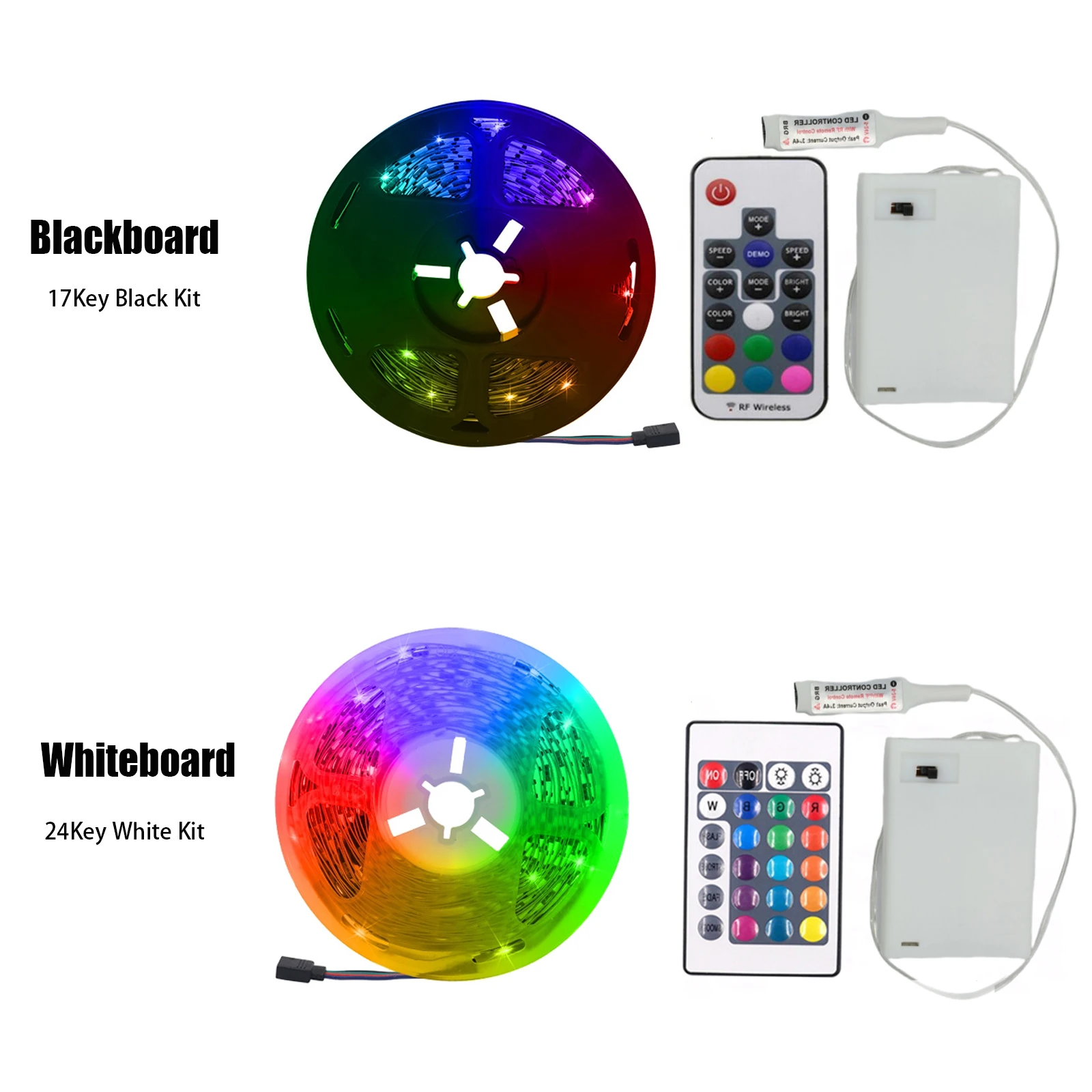 DC 5V 5050 RGB 스트립 LED 조명 배터리 전원 IP21/IP65 리본 테이프 안정적인 Led 스트립 실내 실외 3/24/44key 제어 원격