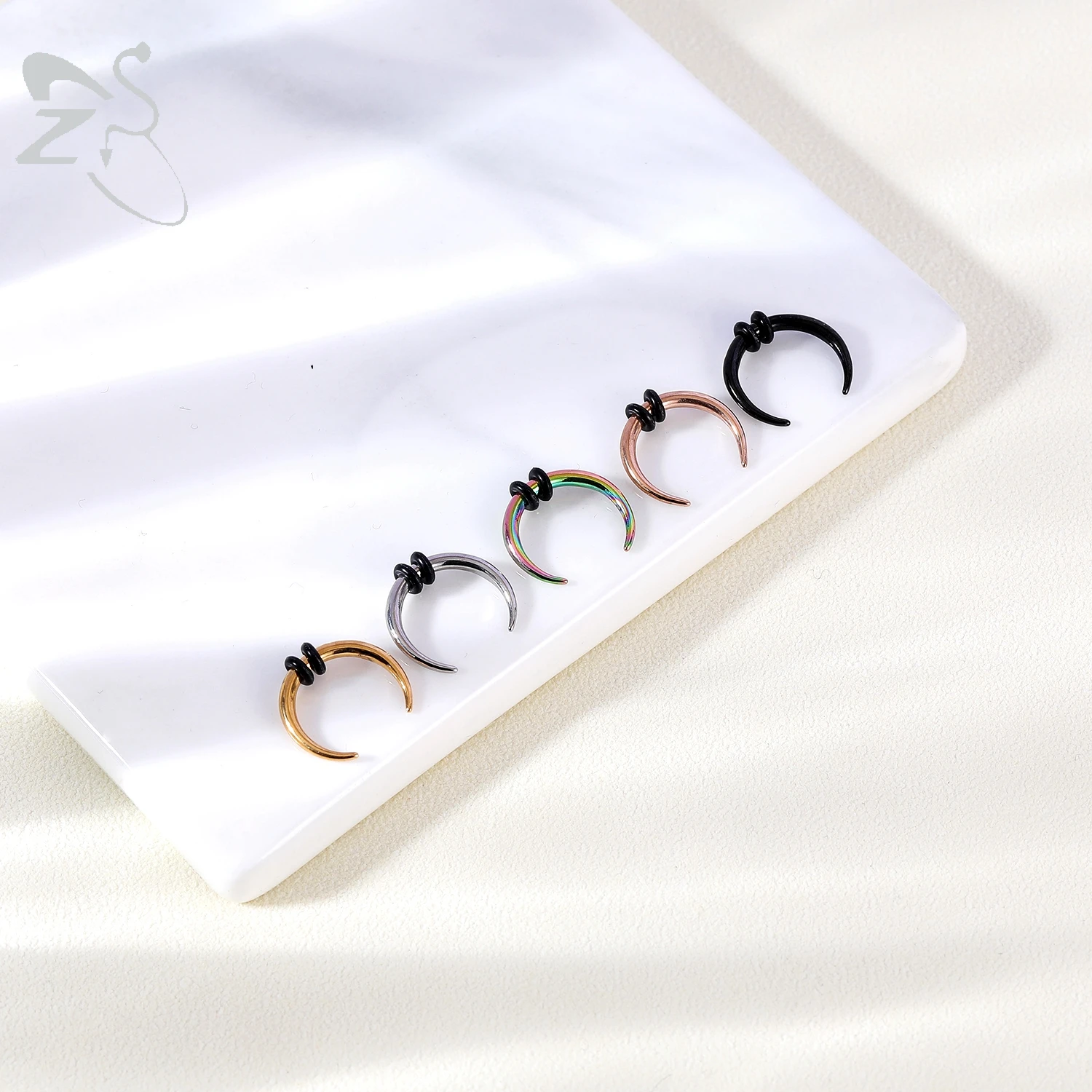 ZS 1PC 2G/4G/6G C 모양 버팔로 경적 코 피어싱 스테인레스 스틸 핀처 Septum 링 펑크 록 들것 확장기 8/10/11/12mm