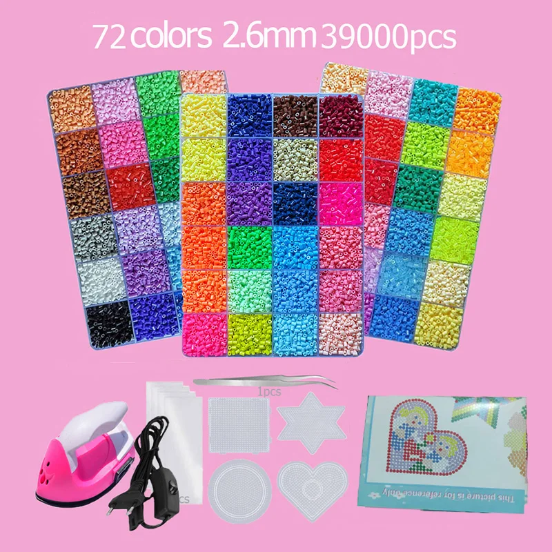 하마 비즈 상자 Embalagem 열 모자이크 Ferro Euducation 비즈, 다림질 비즈 퓨즈 비즈 Brinquedo DIY, 24 48 72 코어 2.6MM 5MM